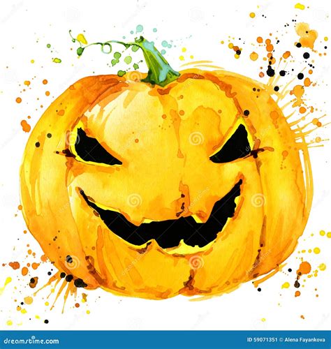 Halloween Pumpkin Watercolor Illustration Background For The Holiday