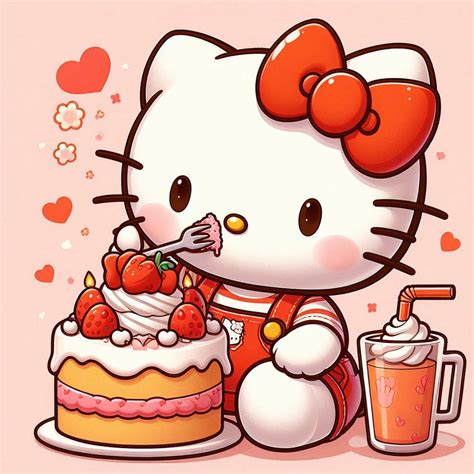 Hello Kitty Eating Cake (AI Images) #1 by Kittykun123 on DeviantArt