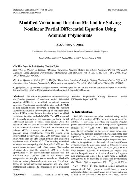 PDF Modified Variational Iteration Method For Solving Nonlinear