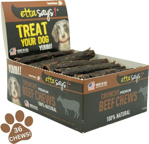 Etta Says Crunchy Beef Chews Dog Treats 36 Count