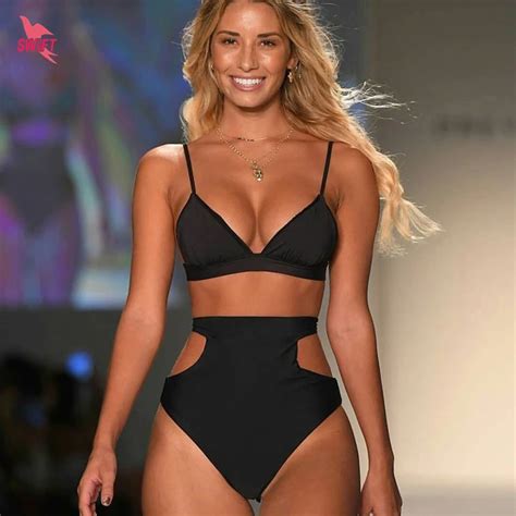 Sexy Biquini New Solid Swimsuit Women High Waist Bikini Set Padded