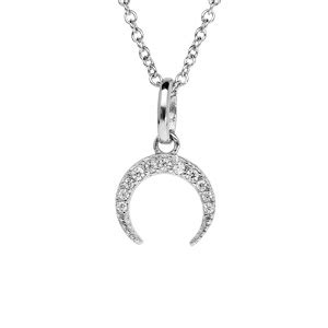 Collier En Argent Rhodi Cha Ne Avec Pendentif Croissant De Lune Pav D