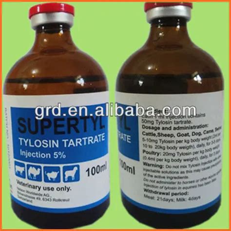 Tylosin 200 Antibiotic Injection / Tylosin Injectable Poultry / Tylosin Tartrate Injection - Buy ...