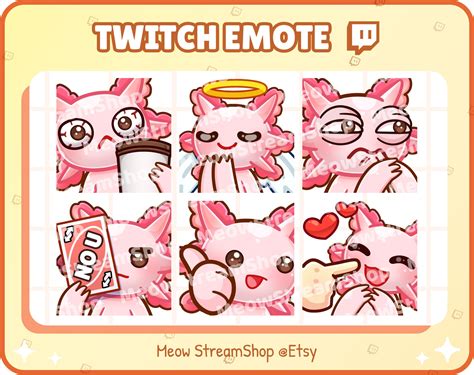 Twitch Emote Cute Axolotl Emotes Pack Coffee Pray Hmm Etsy India