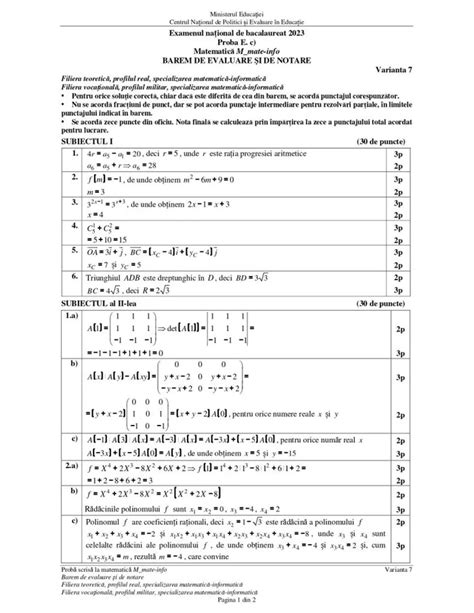 Rezolvare subiecte BAC 2023 sesiunea de toamnă la matematică Baremul