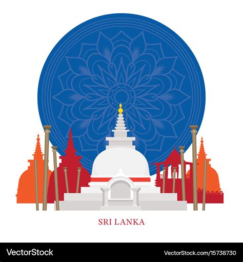 Sri lanka landmarks with decoration background Vector Image