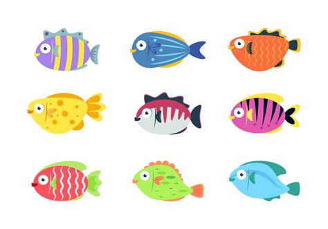 Conjunto De Peces De Dibujos Animados Vector En Vecteezy