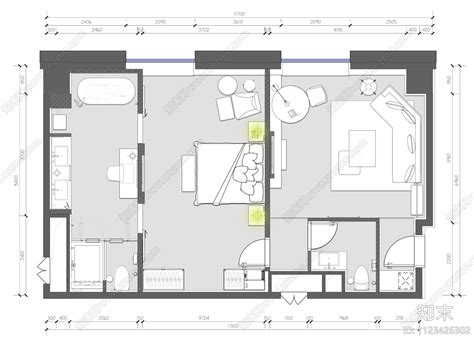 酒店豪华套房平面图施工图下载【id 1123426302】 知末案例馆