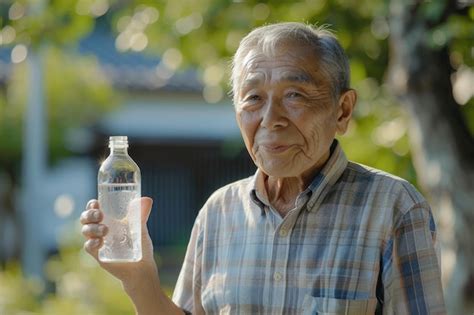 Un anciano japonés asegura una hidratación adecuada para apoyar sus