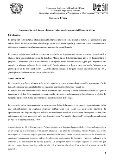 La Corrupci N En El Sistema Educativo Universidad Aut Noma Del Estado