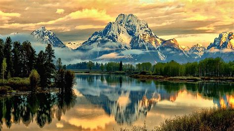 HD wallpaper: jackson lake, mount moran, grand teton national park ...