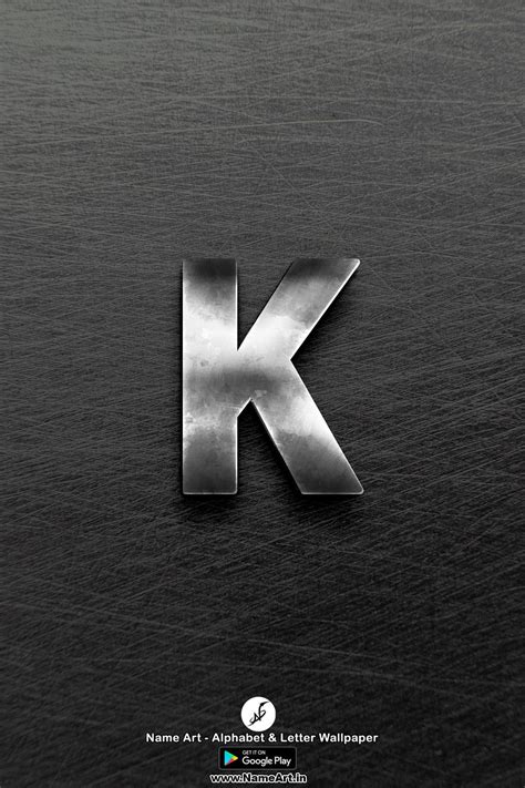 K Creative Metallic Letter Effect Shiny Polished Wallpaper Name Art