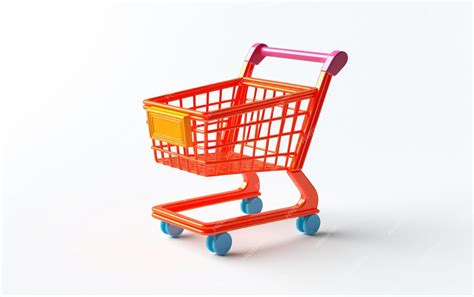 Premium Photo Beautiful Red Shopping Cart 3d Icon Cartoon Style