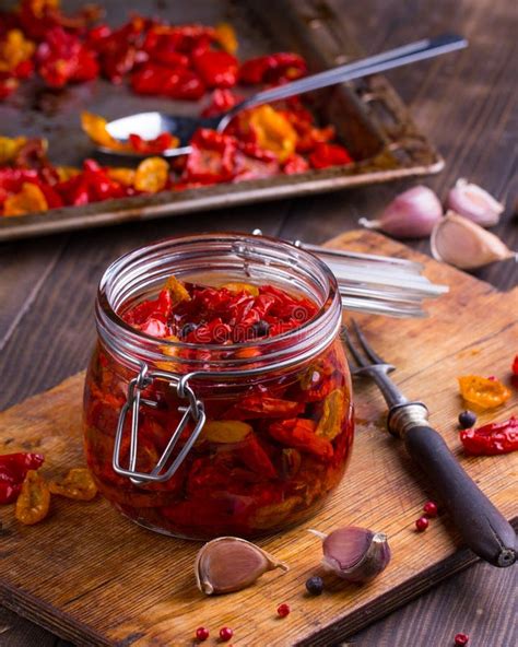 Sun Dried Tomatoes With Olive Oil In A Jar Stock Photo Image Of