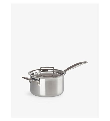 LE CREUSET - 3-ply Stainless Steel saucepan with lid 18cm | Selfridges.com