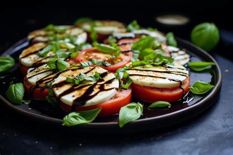 Premium Photo Caprese Salad With Balsamic Glaze Drizzle