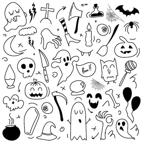 Conjunto de desenhos de Halloween de elementos de Design. Halloween ...