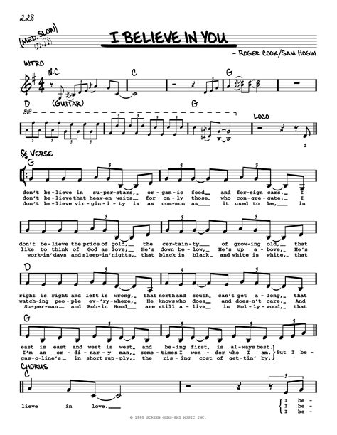 I Believe In You By Don Williams Sheet Music For Real Book Melody Lyrics And Chords At Sheet