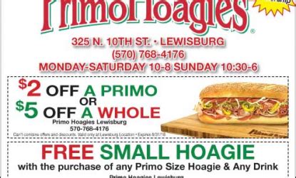 Primo Hoagies Coupon | | Delis | Restaurants Coupons | 17837