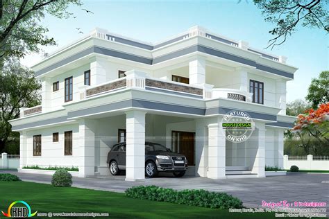 Modern Flat Roof House In 395 Sq Yd Kerala Home Design And Floor