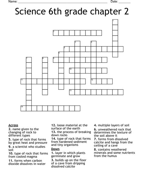 Science 6th Grade Chapter 2 Crossword Wordmint