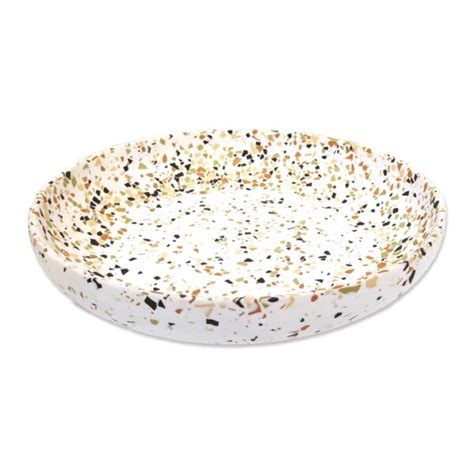 Round Deep White Terrazzo Plate Beuniqueleb