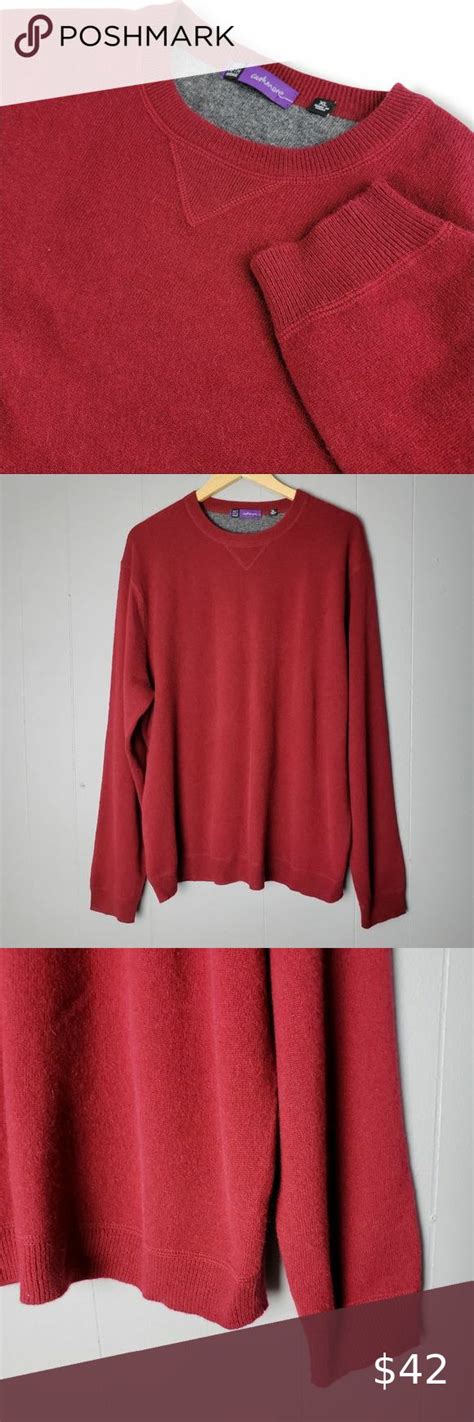 Saks Fifth Avenue Cashmere Crewneck Sweater Mens Xl Ruby Red Tops