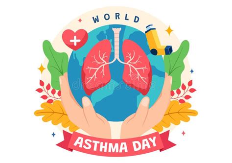 World Asthma Day Vector Illustration On May 2 With Inhaler Medical