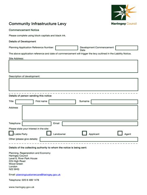 Fillable Online Haringey Gov Commencement Notice Draft Doc Fax Email