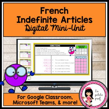 DIGITAL GRAMMAR MINI UNIT Les articles indéfinis French indefinite