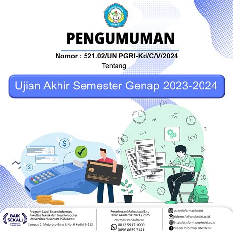 Pengumuman Ujian Akhir Semester Genap Tahun Akademik 2023 2024 Prodi Sistem Informasi