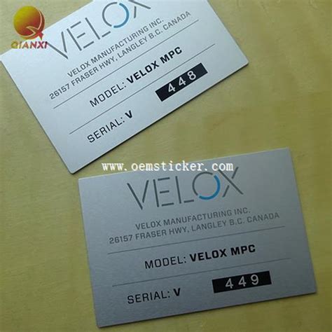 Customized M Adhesive Anodized Aluminum Serial Number Stickers