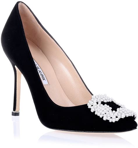 Manolo Blahnik Hangisi Suede Black Pump Shopstyle Heels Manolo