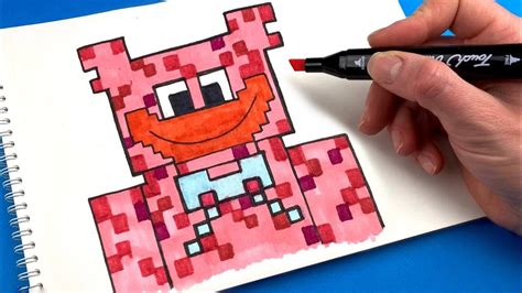 How To Draw Kissy Missy In Minecraft Drawing Huggy Wuggy Girlfriend