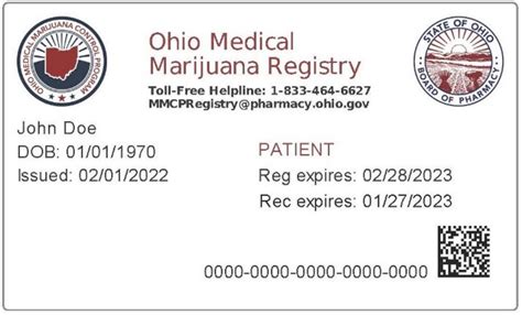 Ohio Medical Marijuana Registry Card