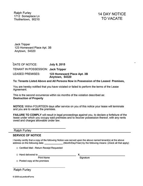 Quit Notice Letter From Landlord To Tenant Database Letter Template