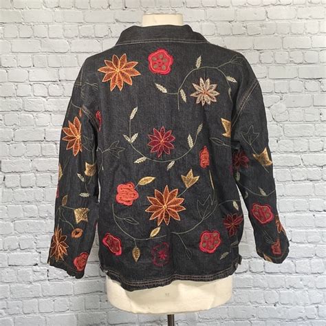 Chico S Jackets Coats Vintage Chicos Design 3 Floral Embroidered