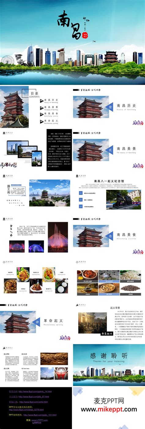 南昌城市推介旅游攻略ppt下载模板 麦克ppt网