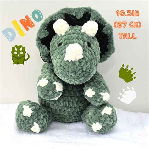 Triceratops Plushie Toy Handmade Crochet Amigurumi Dinosaur Amigurumi