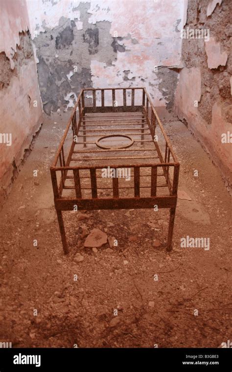 One Old Bed Moody Dark Derelict Empty Prison Cell Stock Photo Alamy