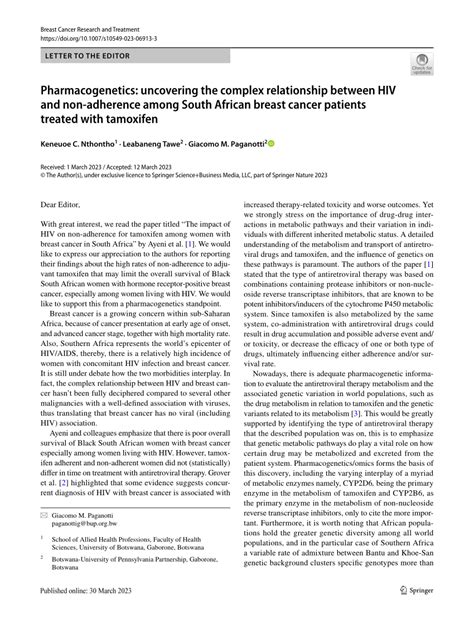 Pdf Pharmacogenetics Uncovering The Complex Relationship Between Hiv