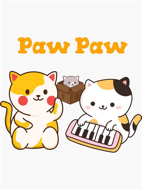 Pegatina Gato Tocando El Piano Gato Lindo Gatos Amarillos Blancos