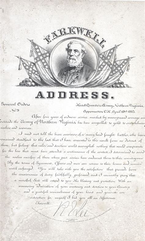 Robert E. Lee Engraved Farewell Address Broadside