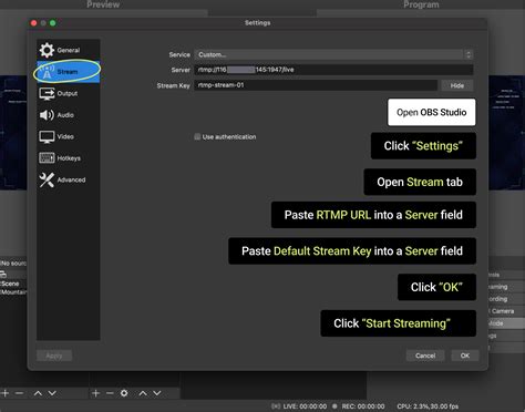 Sending And Receiving Rtmp Stream Via Obs Studio Callaba Live Stream