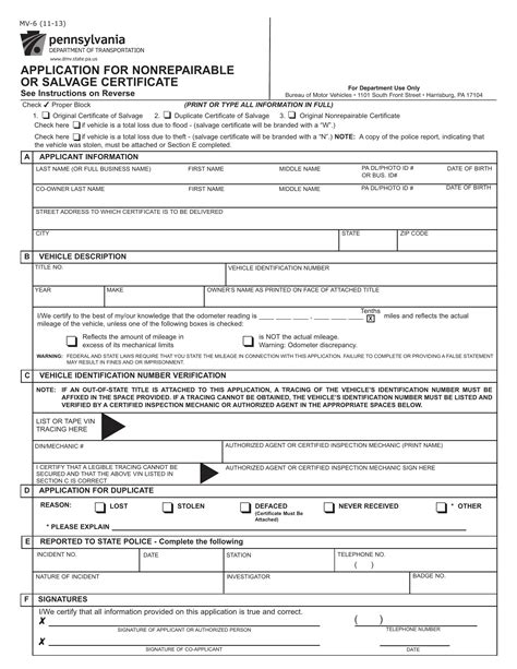 Mv6 Form ≡ Fill Out Printable Pdf Forms Online