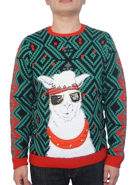 Holiday Men S Jingle Bell Llama Ugly Christmas Sweater Up To Size 2XL