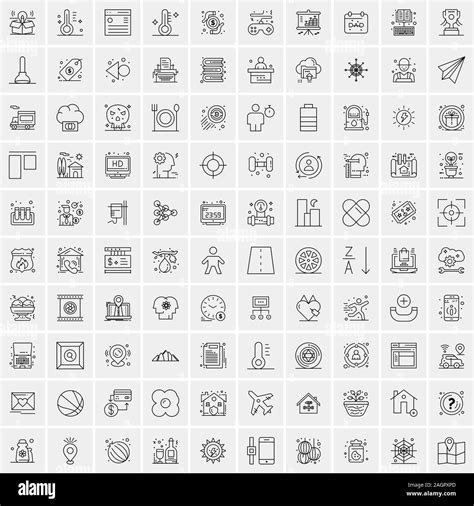 Set Of 100 Creative Business Line Icons Stock Vector Image And Art Alamy