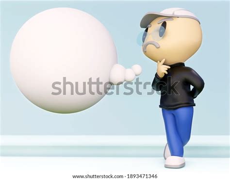 3d Render Illustration Cartoon Character Thinker Stock Illustration ...