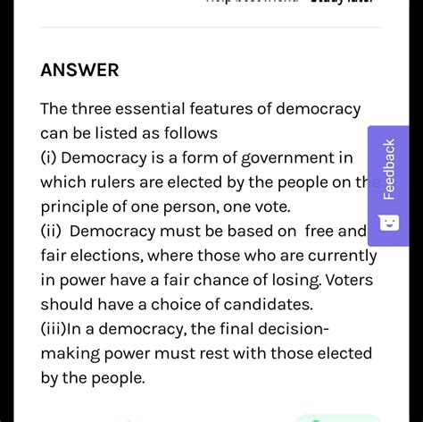 Explain Any Features Of Democracy Give A Relevant Example For Each Of