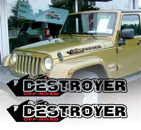 Paire D Autocollants DESTROYER Wrangler Set Autocollants Jeep Capot